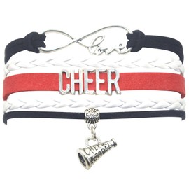 Vikitoriously Cheerleader Bracelet Cheerleading Cheer Bracelet Gifts for Women, Men, Adult Cheerleaders, Cheer Team, Party, Celebration Bulk (Black White and Red)