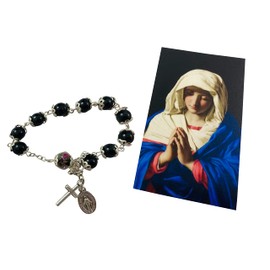 Westmon Works Hail Mary Rosary Bracelet Set with Holy Prayer Card Ladies Catholic Jewelry with Double Capped Glass Beads