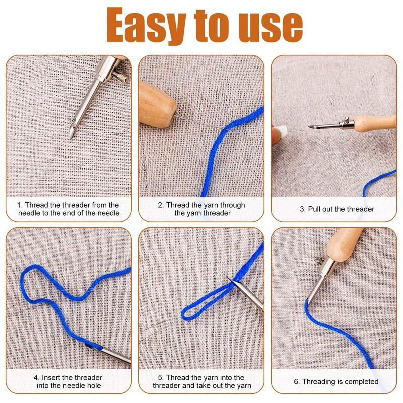 5pcs Punch Needle Kit, Punch Needle Tool Includes 2/3/4mm Metal