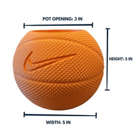 Basketball Planter Pot ORANGE 3D Printed - Plant Pot for Indoor Plants- Plastic -Unique planter for indoor with Drainage hole - (ORANGE) MADE IN USA