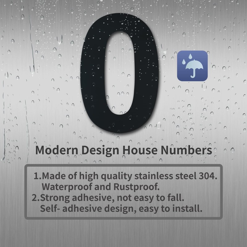 Ywonobs House Numbers - 3 Inch Self Adhesive Metal Stainless