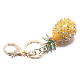 Cute Pineapple Shaped Rhinestone Keychain Car Bag Phone Purse Charm Pendent Key Ring Fashion Decoration Gift