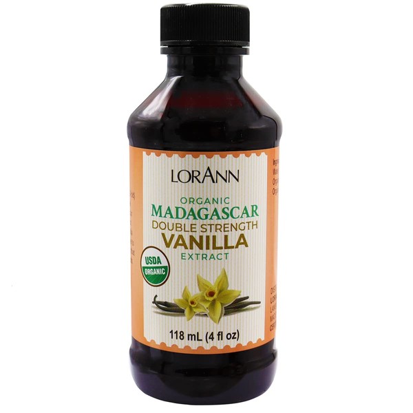 LorAnn Organic Madagascar Double Strength Vanilla Extract, 4 ounce bottle