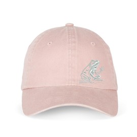 MAINLY SOCKS Baseball Cap Hat Embroidered Frog 100% Organic Cotton Christmas or Birthday Gift Eco-Friendly Adjustable (Organic Cotton, Washed Petal Rose)