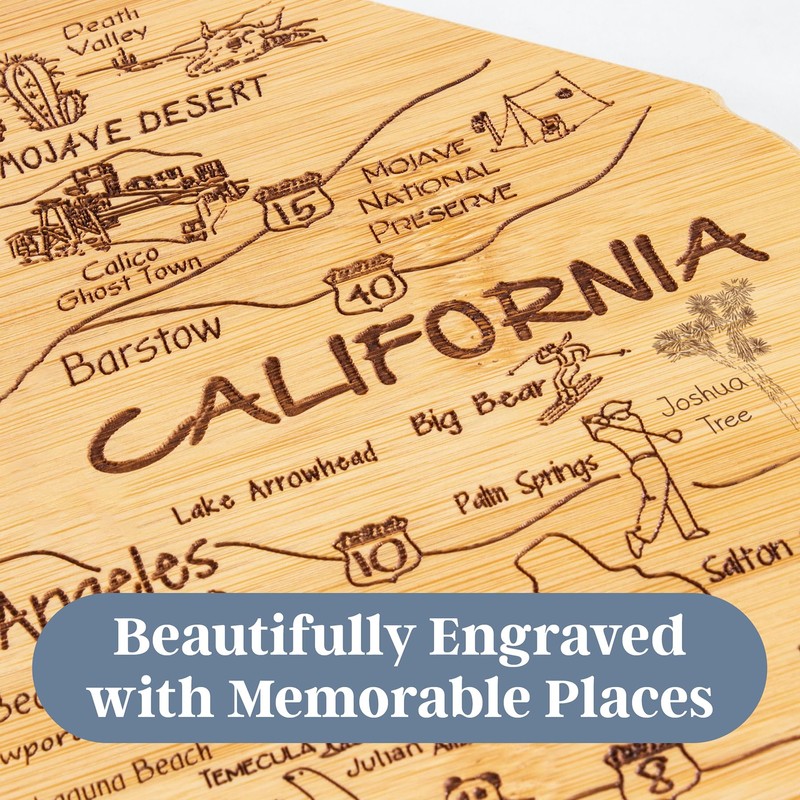 Totally Bamboo Destination California State Shaped Cutting Board, Charcuterie and