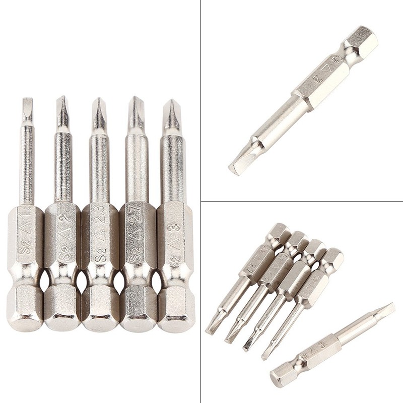 Triangle Head Screwdriver Bit Set, 5pcs 50mm 1/4 Hex Shank