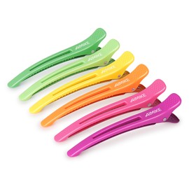 AIMIKE AIMIKE Hair Styling Accessories - 6pcs No-Crease Duck Bill Clips with Silicone Band for Sectioning, Roller, Cutting and Salon Use in Neon Colors