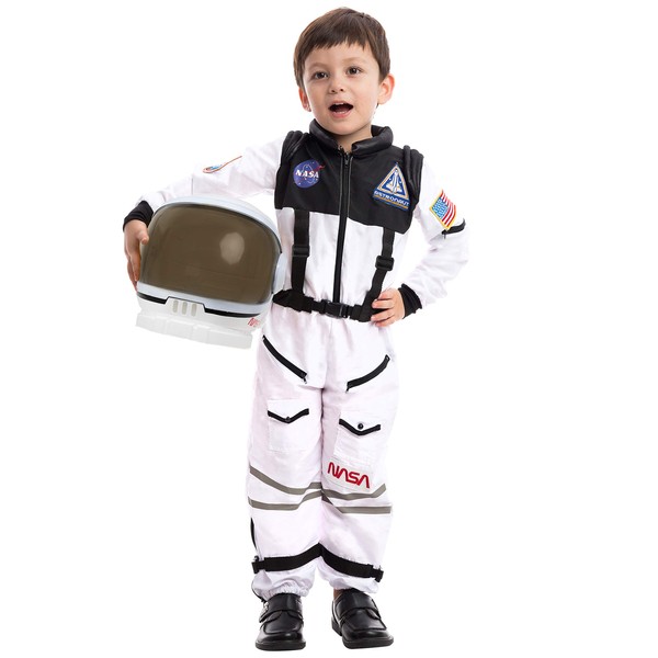 Astronaut NASA Pilot Costume with Movable Visor Helmet for Kids, Boys, Girls, Toddlers Space Pretend Role Play Dress Up, School Classroom Stage Performance, Halloween Party Favor (XLarge (12-14yr))