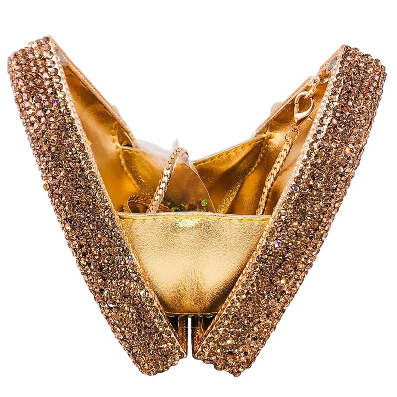 Usuisy Novelty 3D Pizza Shape Women Crystal Clutch Evening Bag