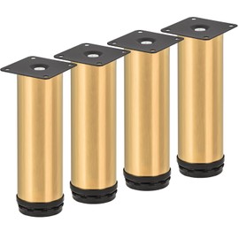 TCHOSUZ 4 Inch Metal Furniture Legs, Stainless Steel Gold Round Table Sofa Legs Couch Feet with Screws,Modern Furniture Replacements Feet for DIY Cabinet Nightstand TV Bench Stand 4 Pieces 10cm
