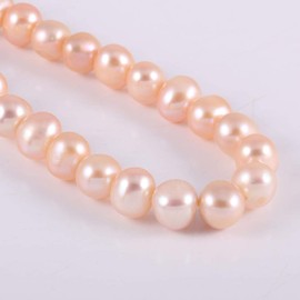 Natural Round Freshwater Pink Pearl Loose Beads 8-9mm 14.2 inch for Jewelry Making