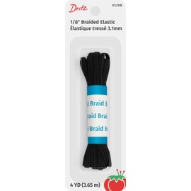Dritz 9329B Braided Elastic, 1/8-Inch x 4-Yard, Black