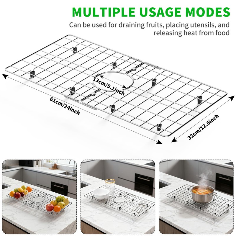 Chilinii 24" x 12" Stainless Steel Sink Protector - Large