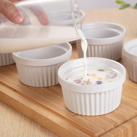 8 Oz Ceramic Ramekins Set of 8, Porcelain Creme Brulee Souffle Ramekins for Baking, Pudding Custard Cups, Dipping Sauces, Dishwasher and Oven Safe