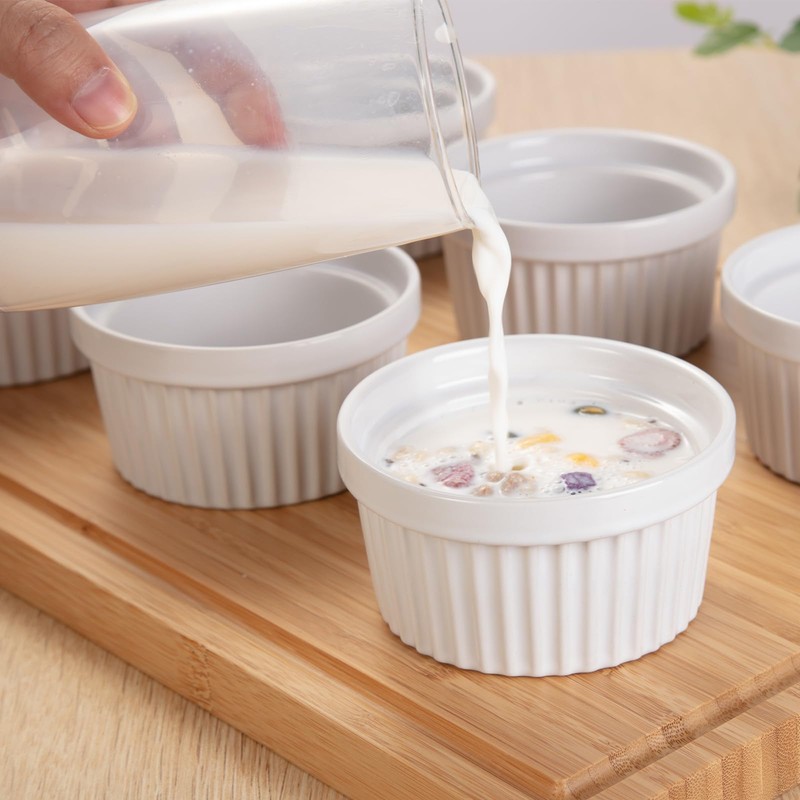 8 Oz Ceramic Ramekins Set of 8, Porcelain Creme Brulee