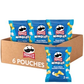 Pringles Mingles Puffed Snacks, Sharp White Cheddar and Ranch, Cheese Puffs, Salty Snacks (6 Bags)
