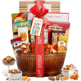 Broadway Basketeers Birthday Gift Basket – Gourmet Snacks & Sweet Treat Box with Cookies, Candy & more - Food Gift Basket for Women, Men & Families - Happy Birthday Surprise Box, Kosher