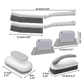 6Pcs Cleaning Brush Set, Scrub Brush, Sponge Scrubber, 2 Crevice Brushes, 2 Window Groove Brushes, Multipurpose for Bathroom,Kitchen, Bathtub,Shower,Tile & Floors