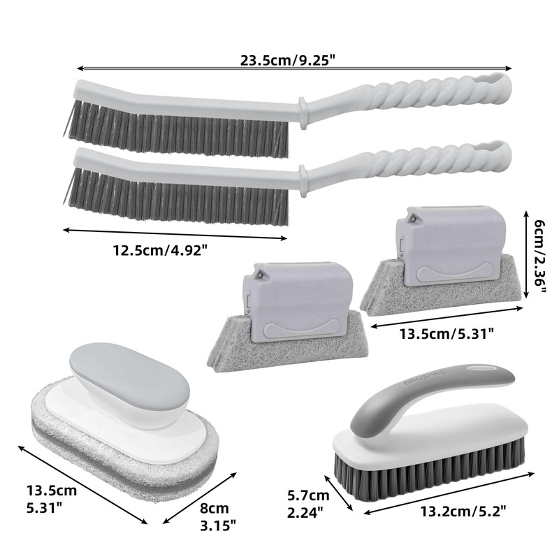 6Pcs Cleaning Brush Set, Scrub Brush, Sponge Scrubber, 2 Crevice