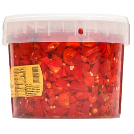 TUTTOCALABRIA Sliced Calabrian Chili Peppers in Oil, Bulk Foodservice Tub, 97 oz, chopped, rounds, Topping, All Natural, Non-GMO, Product of Italy