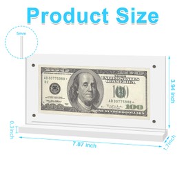 YAYODS 6 Pack Acrylic Dollar Bill Frame Display, 7.87 x 3.94 Inch Dollar Bill Holder Clear Currency Display Frame Self Standing Money Holder Frame for Collectors, Ticket Protector