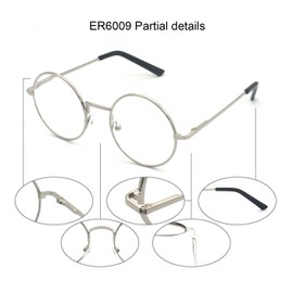 EYE-ZOOM Metal Frame Round Reading Glasses with Spring Hinge Comfort Fit for Men and Women Choose Your Magnification, Silver, 1.50 Strength