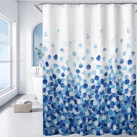Jtermone Shower Curtain Blue Petals Polyester Lightweight 72" W x 72" L Bottom Weighted Machine Washable with 12 Gromments and Hooks for Bathroom