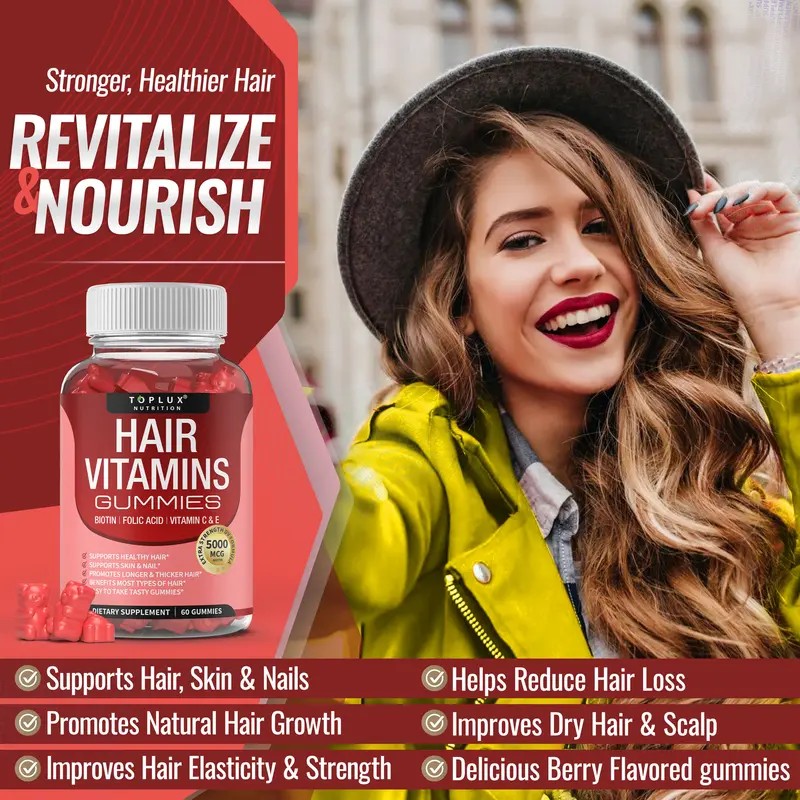 Biotin Gummies 5000 mcg – Hair, Skin & Nails Support