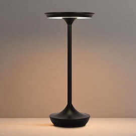 LED Cordless Table Lamp Rechargeable,Portable 6000mAh Battery Outdoor Bedside Table Lamps,3 Color Stepless Dimming Touch Battery Powered Lamp, Table Light for Restaurant/Patio/Camping/Bedroom(Black)