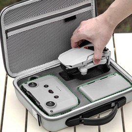 Durable Hard Shell Drone Case for DJI Mini 4K, Mini 2, 2SE - Travel Storage Bag with Built-in Accessory Pockets
