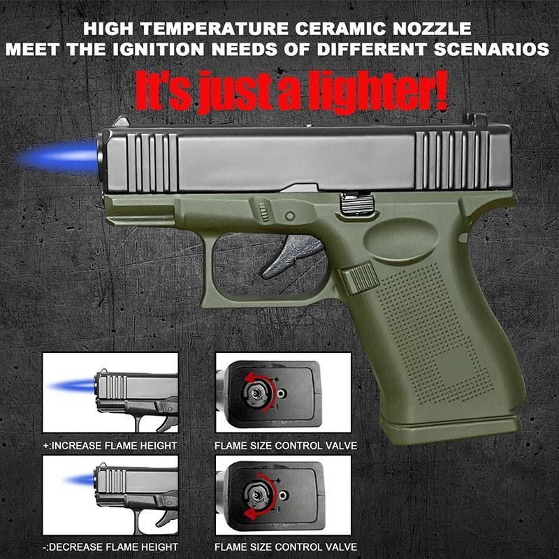(1No Fuel Included) Windproof Butane Lighter Refillable Torch Ligher For