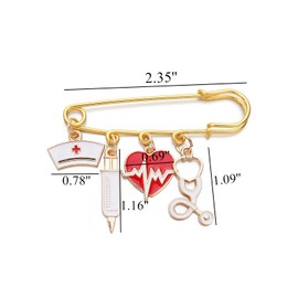 PHAETON 20PCS Nurses RN Gift Heartbeat Charm Stethoscope Charm Pin Brooch Nurse Brooch Birthday Graduation Jewelry Nurse's Day Gifts Pharmacist Graduation Gifts