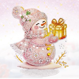 Diamond Painting Christmas Snowman Stand, Double-Sided Full Diamond Painting Table Decoration Christmas Figures 2024 Diamond Painting Craft Set for Adults Children Gift (Snowman A)