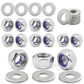 Alethron M8 Muttern, DIN985 40 Stück Standard A2 V2A Mutter M8 Edelstahl mit 20 Stück Selbstsichernde Muttern M8＆20 Stück Unterlegscheiben Metrisch Sicherungsmuttern Sechskantmuttern Stoppmutter