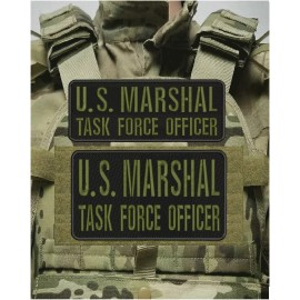 US MARSHAL T F O  EMBROIDERY PATCH 4X11 & 6X11 VELCR@ ON BACK od green ON BLACK