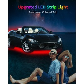 DUOFU365 Red Car LED Strip Light,24inch 12V Interior Light Strip IP68 Waterproof Cuttable for Car Motorcycles Boat Golf Cart Truck Cargo Home Decoration with Strong Nano Tape(4PCS)