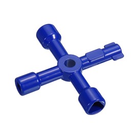 PATIKIL Multi-function Universal Cross Key Zinc Alloy 4 Way Gas Water Meter Key Wrench for Electrical Cabinet Plumbing Valve Blue