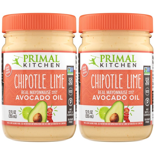 Primal Kitchen Chipotle Lime Mayo made with Avocado Oil, Whole30 Approved, Certified Paleo, and Keto Certified, 12 Ounces, Pack of 2