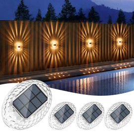Quntis Lampara Solar Exterior con Iluminación de 360°, Luces Solares para Exterior Jardin, IP44 Impermeable Apliques de Pared 4 Piezas, Iluminación Modernos para Porche Patio Cercas, Blanco Cálido