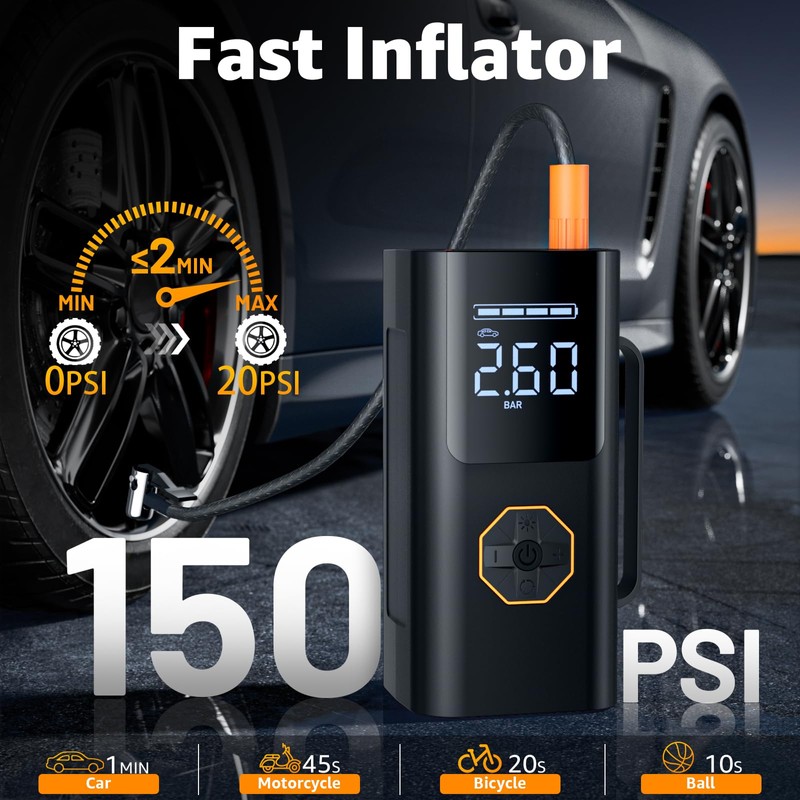Lehwey Portable Jump Starter with Air Compressor - 12V Car