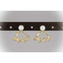 Gold Ear Jacket Earrings For Women Set Front Back Earrings For Women Set Double Look Faux Pearl Stud Vine