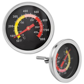 2pcs BBQ Temperature Gauge, 52mm Stainless Steel Grill Thermometer, Pizza oven thermometer with Color-Coded Dial for Weber, Charbroil, Chargriller, Blooma, Brinkmann, kamado, Charcoal Smoker