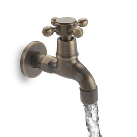 HAMOLER Toque en los Grifos del Fregadero del Baño, Grifo de Latón, Grifo del Fregadero del Lavabo Montado en la Pared G1/2 Grifo de Agua Fría Accesorios de Baño Antigüedad