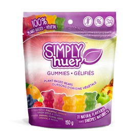 Huer - Simply Huer Plant Based Bears 3 Pack - Soft & Chewy Gummy Candy Bundle, Plant-Based, Vegan, Assorted Fruit Flavours, Natural Flavours & Colours, School Friendly -150g Bags