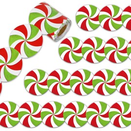 Whaline 32.8Ft Christmas Bulletin Board Border Red Green Xmas Candy Die Cut Trim Border Roll for Christmas Winter Classroom Home Party Supplies