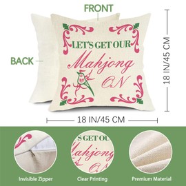 Fjfz Chinese Mahjong Queen Decorative Throw Pillow Covers 18 x 18 Set of 4