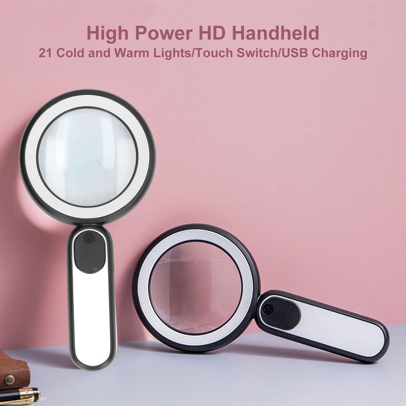 Handheld Magnifying Glass 20X Optical Magnifier with 21 LED Lights
