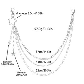 Tgirls Stars Pant Chains for Women Men Hip Hop Punk Pocket Chain Stylish Layered Jean Chain for Pants Accessories (Star-2)