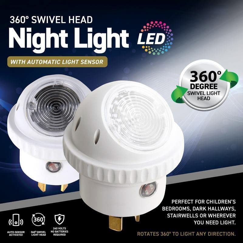 LED Night Light Plug in Auto Sensor Swivel Head