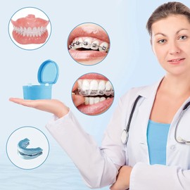 Denture Box, Denture Container, Denture Brush Set, Denture Storage Box, Prosthesis Care Set, Prosthesis Case with Denture Cleaning Brush, Suitable for the Care of Dentures